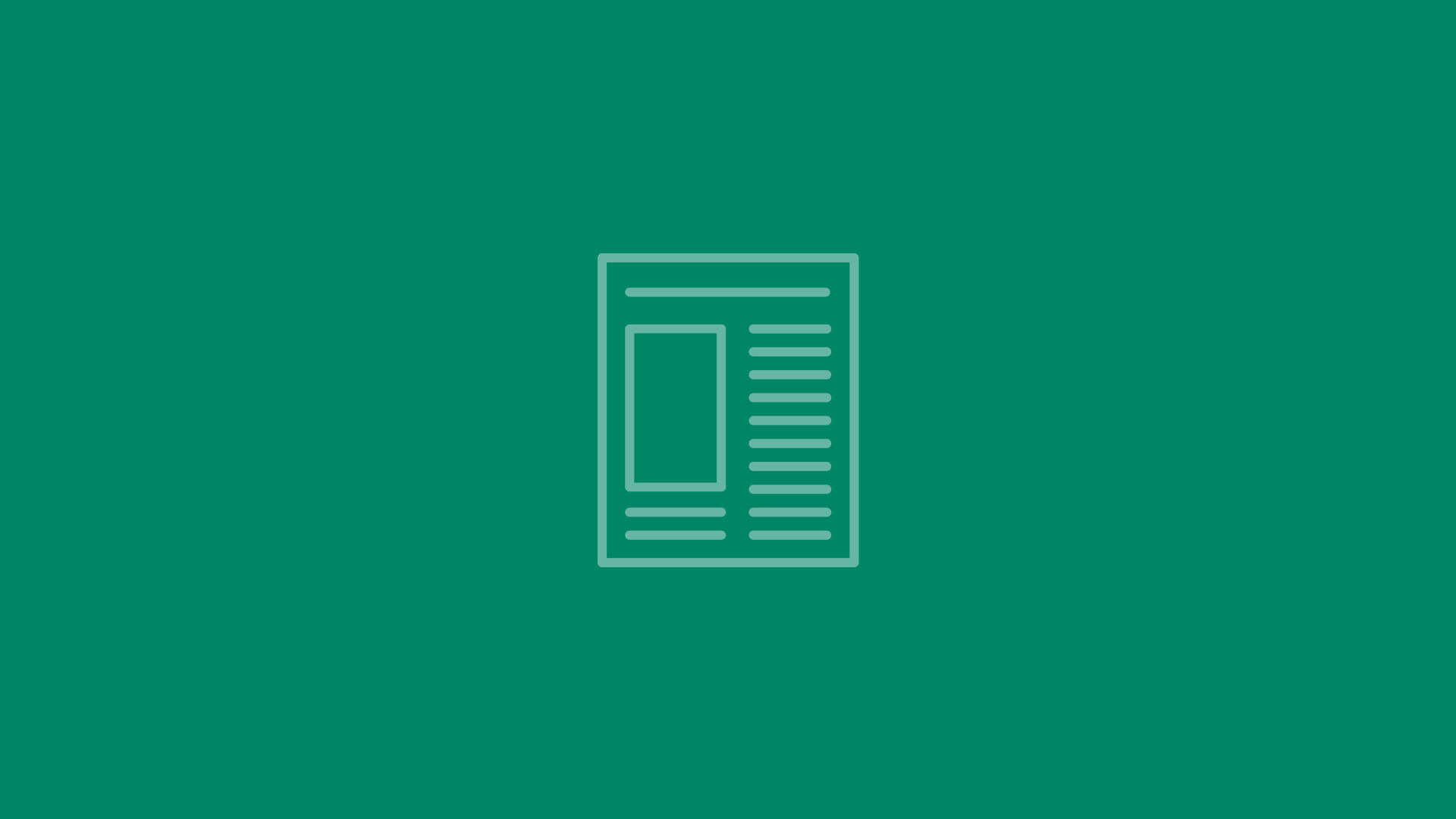 Flat newspaper icon with a teal geometric background